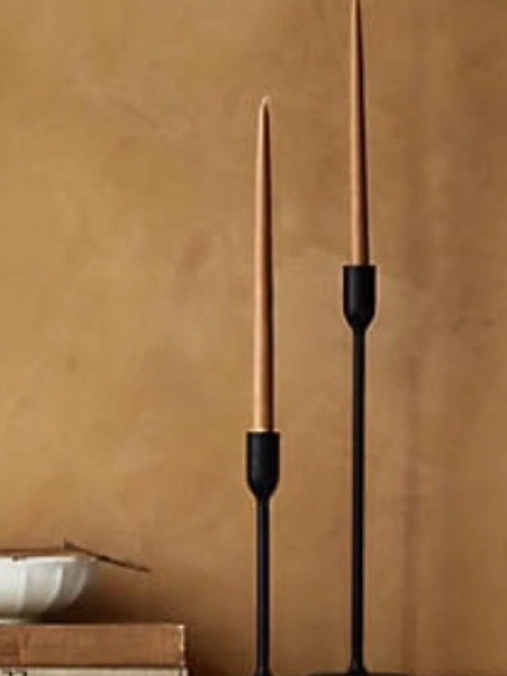 Crate and Barrel Megs Medium Black Taper Candle Holder 11